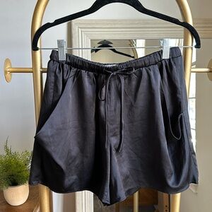 OUT FROM UNDER black silky drawstring shorts (size small) ✨